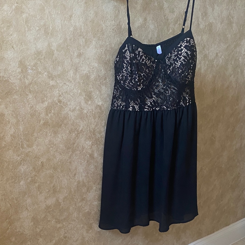 Xhilaration Black Lace Bustier Mini Dress with Spaghetti Straps